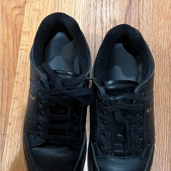 Saint Laurent Black Leather Sneakers - Picture 6 of 9